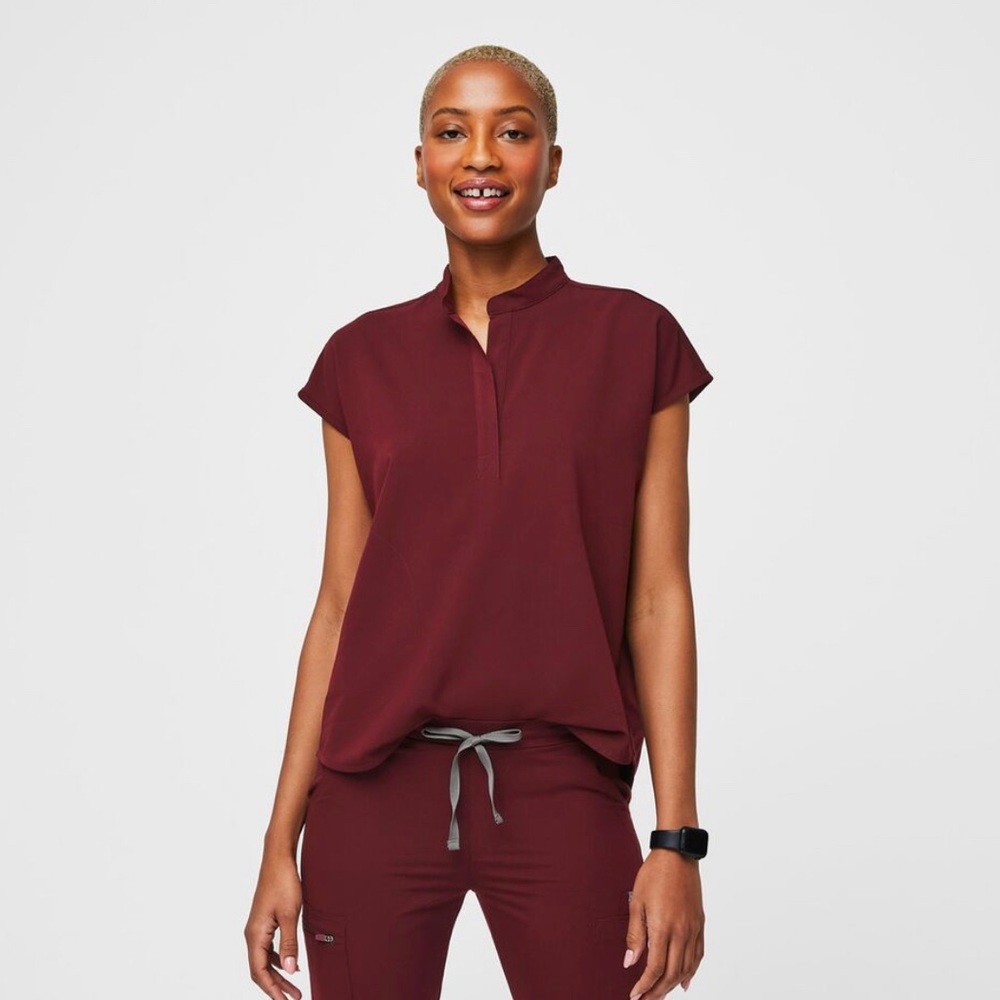 Women’s Burgandy Raphaela Oversized Scrub Top